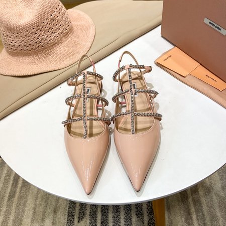 Miu Miu Three strap full diamond girl shoes