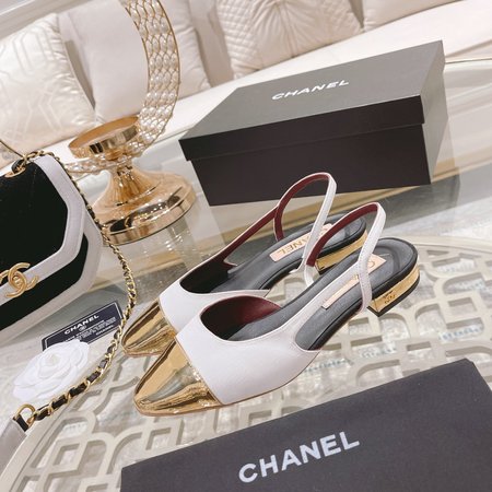Chanel Color Block Low Heel Sandals