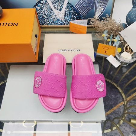 Louis Vuitton Flat Sandals Slippers MonoGram Denim