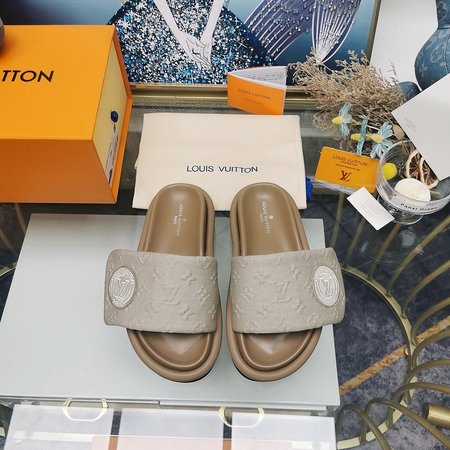 Louis Vuitton Flat Sandals Slippers MonoGram Denim