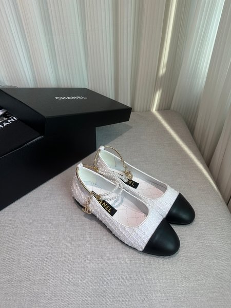Chanel CC Camellia Pearl Anklet Embellished Ballet Shoes