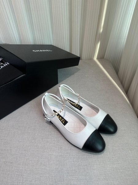 Chanel CC Camellia Pearl Anklet Embellished Ballet Shoes