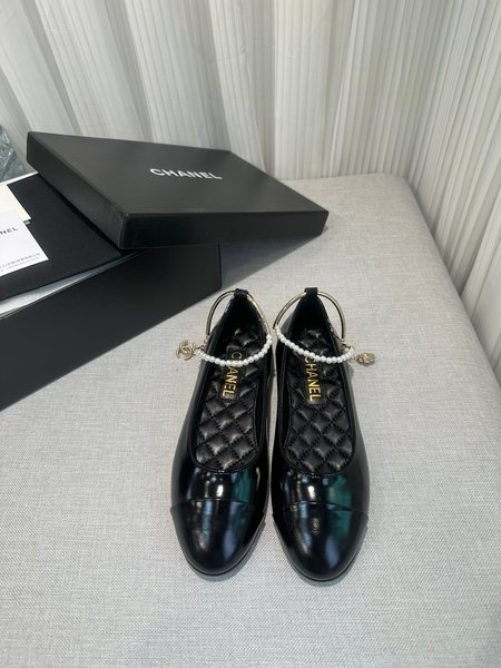 Chanel CC Camellia Pearl Anklet Embellished Ballet Shoes