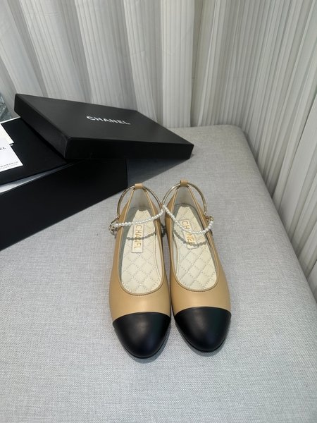 Chanel CC Camellia Pearl Anklet Embellished Ballet Shoes