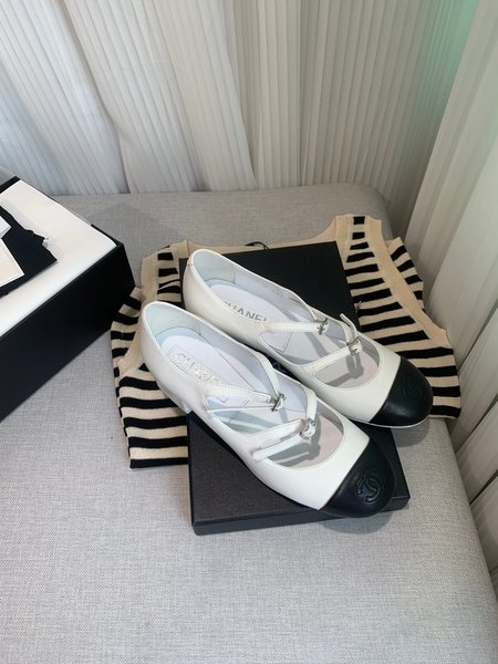 Chanel Double Strap Mary Jane Ballet Shoes for Women