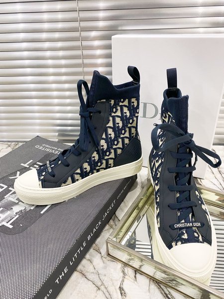 Dior OBLIQUE film perforated technical knit high-top sneakers