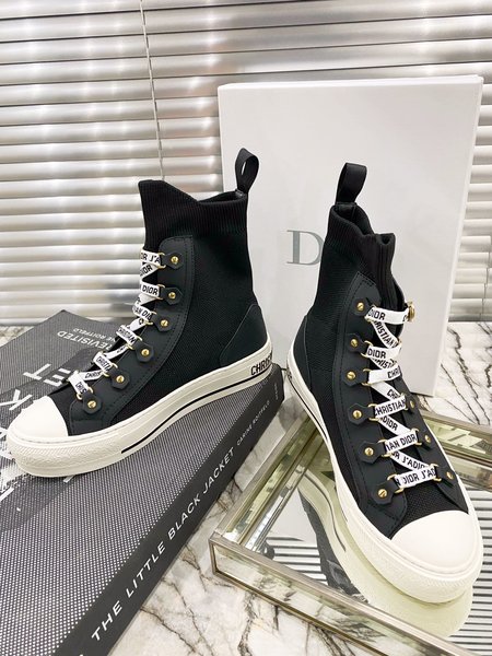 Dior OBLIQUE film perforated technical knit high-top sneakers