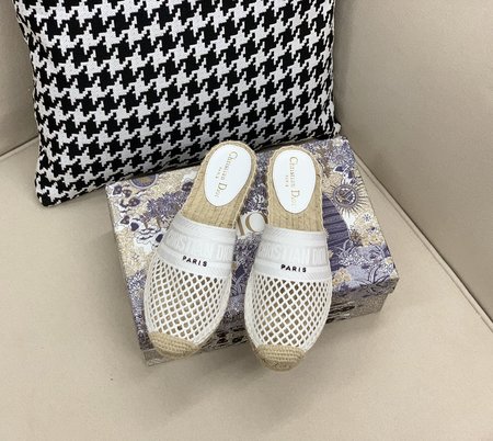 Dior Graphic jacquard embroidery cutout Espadrilles slippers
