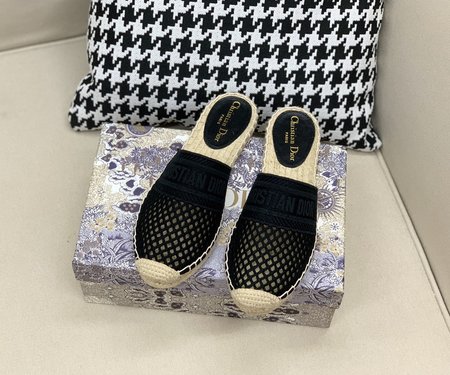 Dior Graphic jacquard embroidery cutout Espadrilles slippers