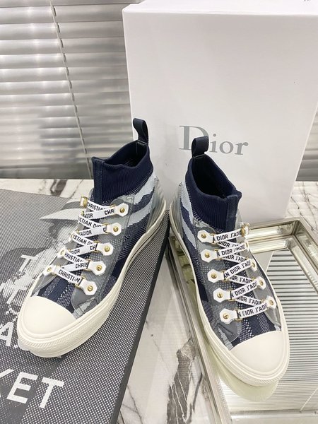 Dior OBLIQUE film perforated technical knit high-top sneakers