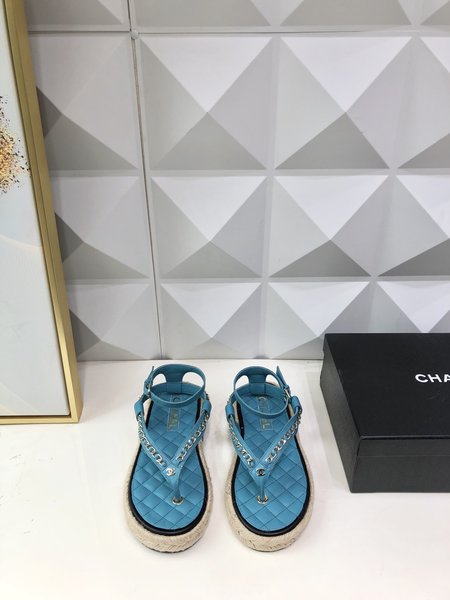 Chanel Lace-up twine thong sandals