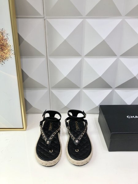 Chanel Lace-up twine thong sandals