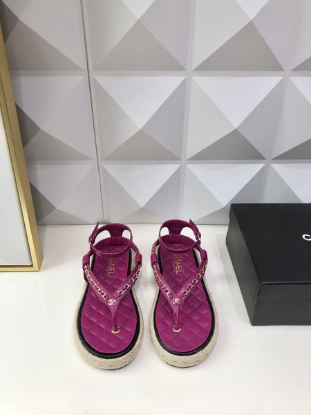 Chanel Lace-up twine thong sandals