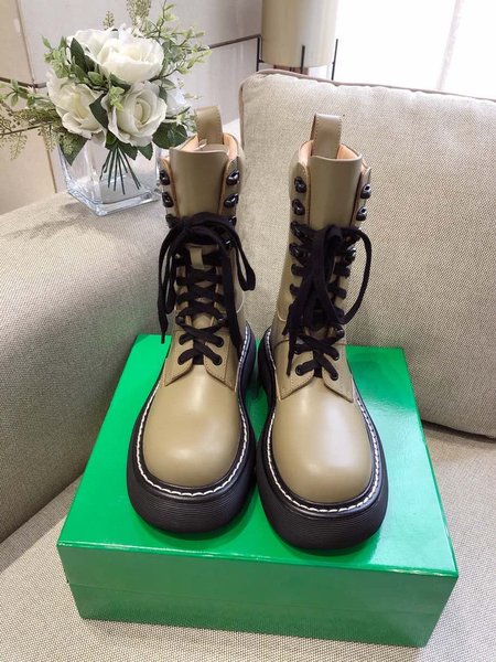 Bottega Thick-soled lace-up round-toe leather shoes/short boots Sole height: about 5.5cm