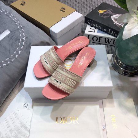 Dior DWAY Flip-Flops CD Letter Logo Embroidered Flat Sandals