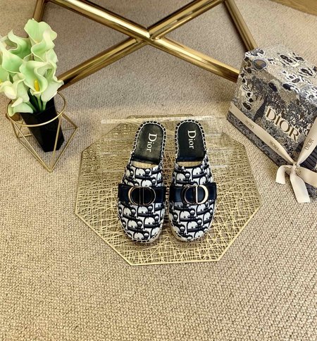 Dior Saddle vintage canvas alphabet slippers Espadrilles