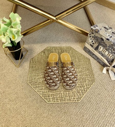 Dior Saddle vintage canvas alphabet slippers Espadrilles