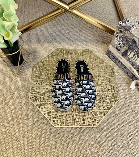 Dior Saddle vintage canvas alphabet slippers Espadrilles