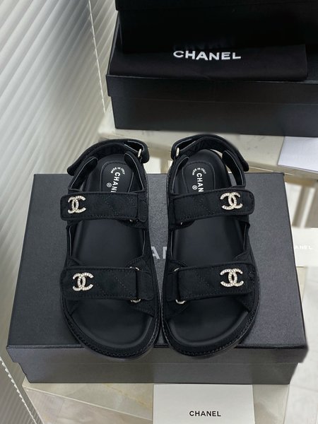 Chanel CC Logo Velcro Sandals