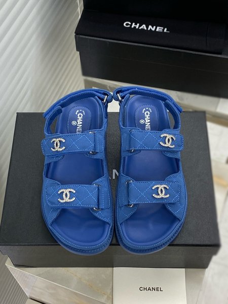 Chanel CC Logo Velcro Sandals