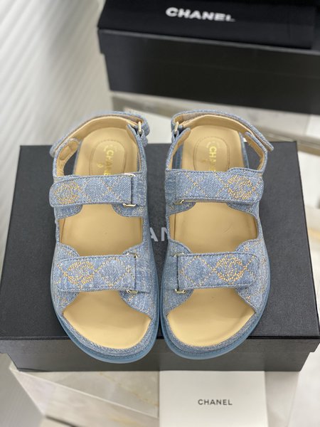 Chanel CC Logo Velcro Sandals