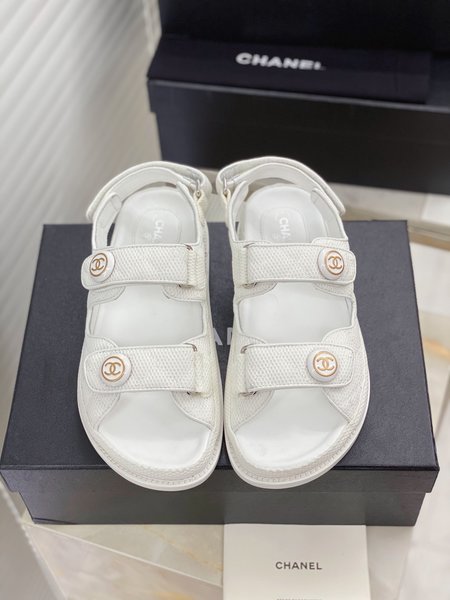 Chanel CC Logo Velcro Sandals