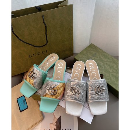 Gucci Square head low thick slippers