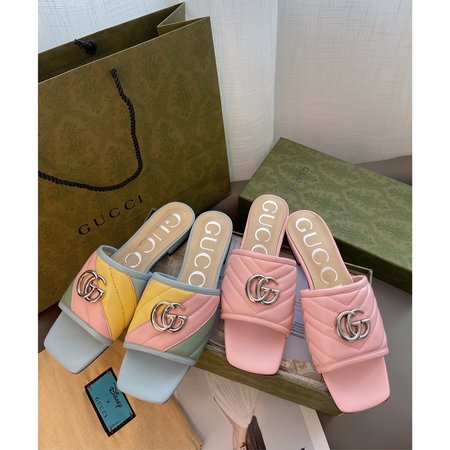 Gucci Square head low thick slippers