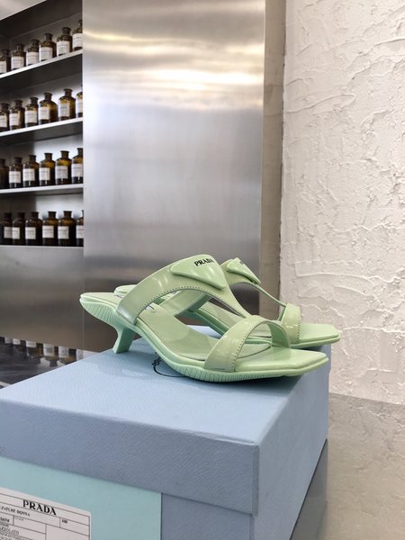 Prada Kitten Heels sharp fire sandals triangle logo