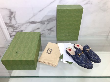 Gucci Denim horsebit half slippers