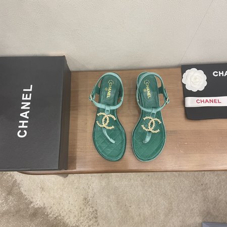 Chanel pearl buckle sandals