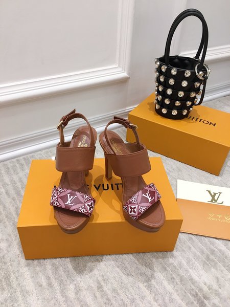 Louis Vuitton Calfskin sandals with heel height 10.5cm