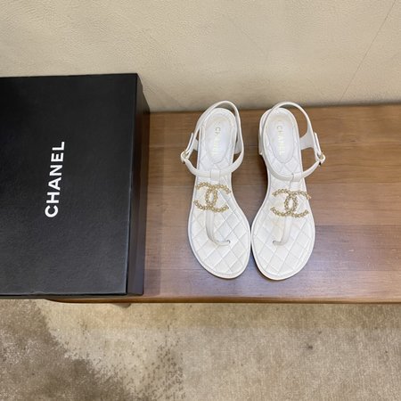 Chanel pearl buckle sandals