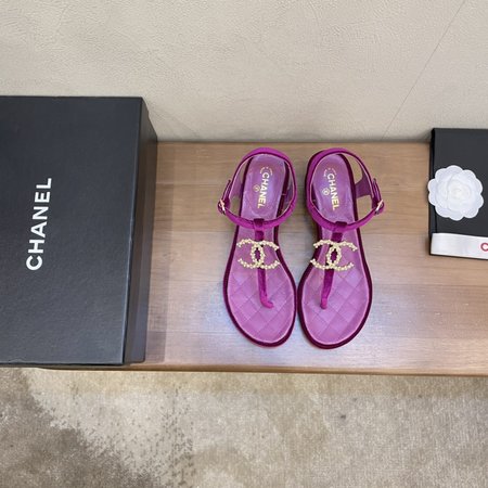 Chanel pearl buckle sandals