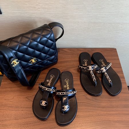 Chanel Vintage CC buckle slippers