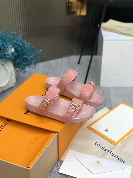 Louis Vuitton Sandals sheepskin edging cowhide embossed Monogram