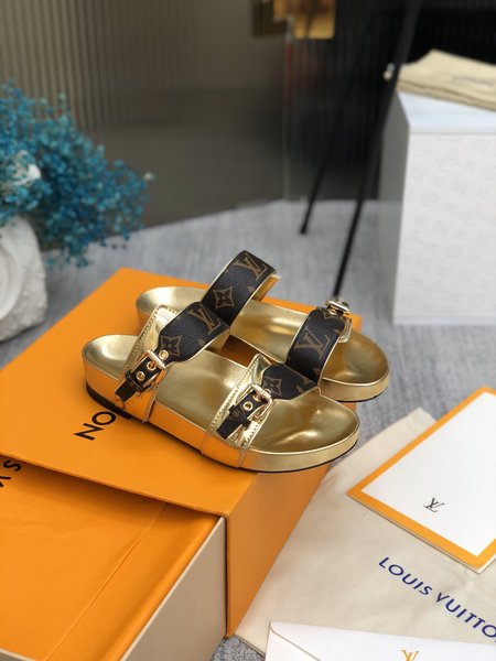 Louis Vuitton Sandals sheepskin edging cowhide embossed Monogram