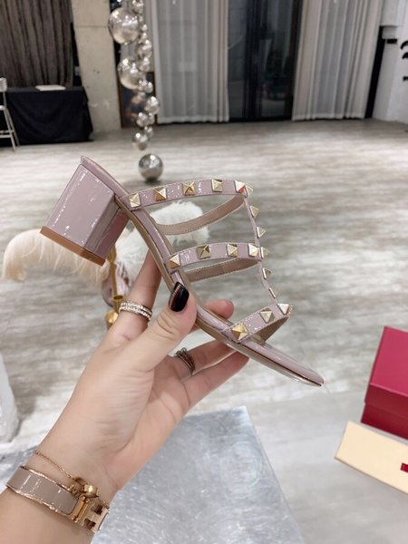 Valentino Hollow design with classic rivet block heel sandals