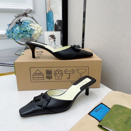 Gucci Vintage Fringed High Heel Mules Slippers