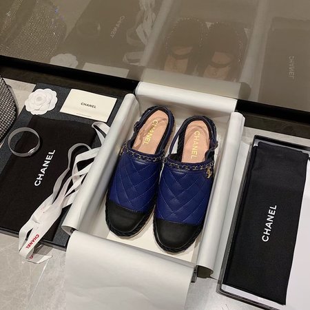 Chanel Sheepskin sandals hand-woven hemp rope metal chain