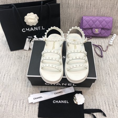 Chanel Chain sandals with pearl upper