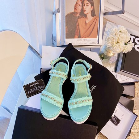 Chanel Platform Wedges Sandals Chain Matching Design