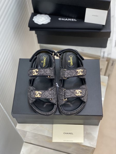 Chanel CC Logo Velcro Sandals