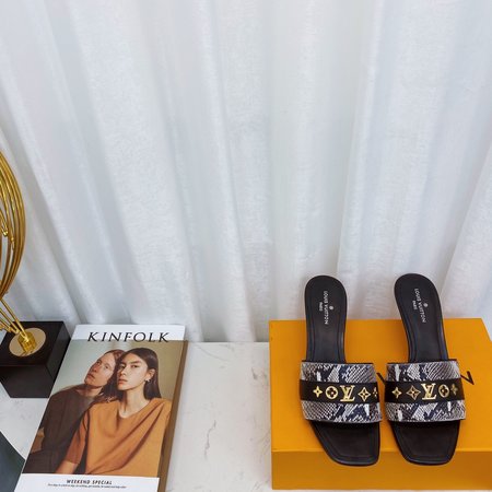 Louis Vuitton high heel slippers