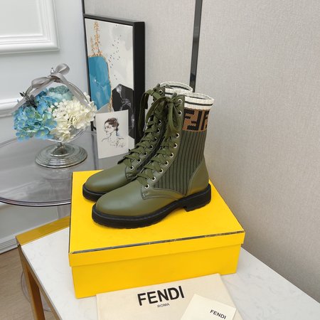 Fendi Martin boots FF socks stretch ankle boots Rockoko
