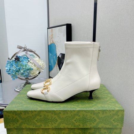 Gucci Horsebit square toe thick elastic short boots Heel height: 5.5cm