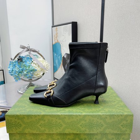 Gucci Horsebit square toe thick elastic short boots Heel height: 5.5cm