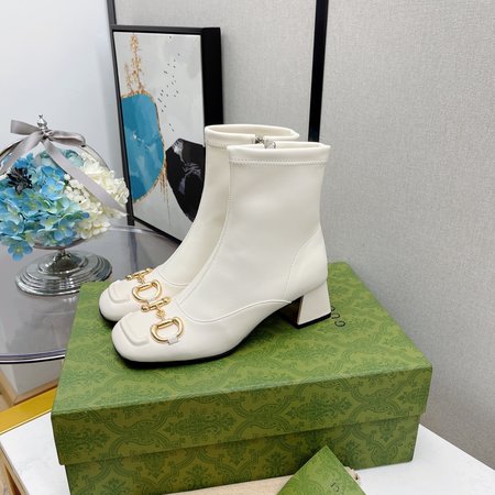 Gucci Horsebit square toe thick elastic short boots Heel height: 5.5cm