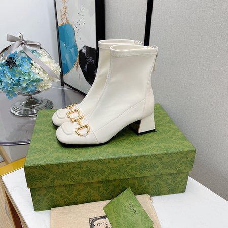 Gucci Horsebit square toe thick elastic short boots Heel height: 5.5cm