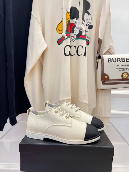 Chanel Lace-up women s shoes calfskin/canvas lining sheepskin